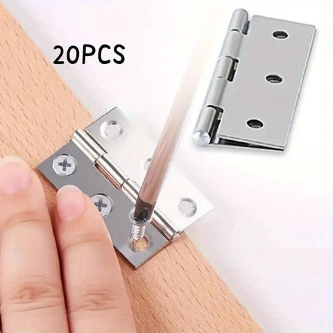 Heavy Duty Stainless Steel Flat Hinges With A Slick Silver Finish 20 Pack Easy Install screw mount on wood with hand and screwdriver.
