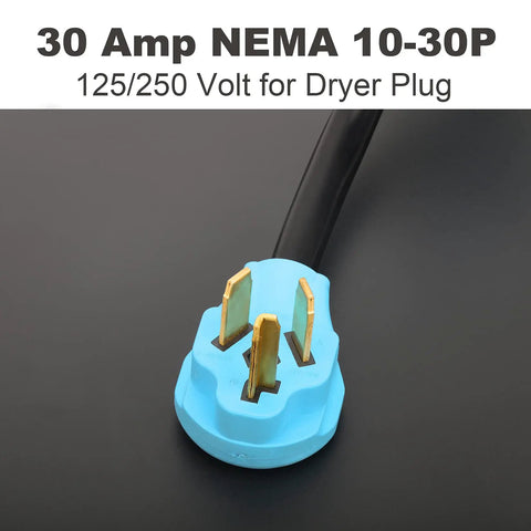 Three Prong Dryer Y Splitter Cord 2 Ft NEMA 10 30P Male To Two NEMA 10 30R Female 30 Amp 250 Volt 7500W STW 10 AWG Dryer Plug