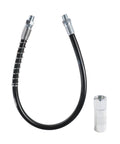 18 Inch Flexible Grease Gun Hose Kit With Coupler Heavy Duty Black Resin Steel Build Compatible With One Eighth Inch NPT Fittings