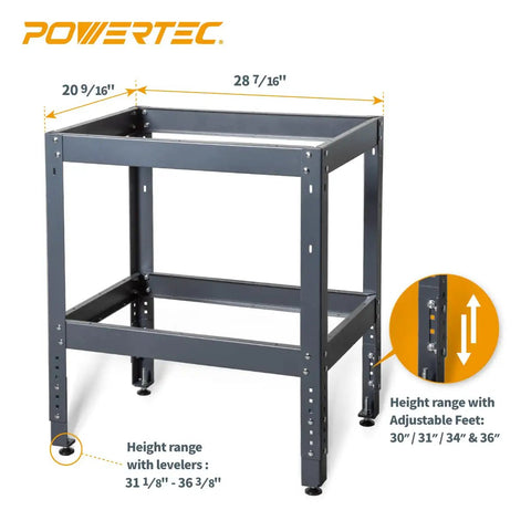 Heavy Duty Router Table Workbench Built Tough As Nails With 400 Pound Load Capacity And Adjustable Leveling Feet, 20x28 in steel frame.