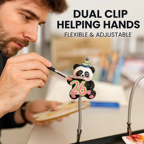 Four Pack Soldering Helping Hands With Dual Clips For PCB And Electronics Adjustable Gooseneck Soldering Holders in use