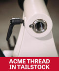 Close-up of tailstock with acme thread on 12 By 21 Inch Variable Speed Woodworking Lathe With 1 HP 115V 1 Phase Three RPM Ranges