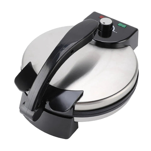 Duokon Electric Tortilla Press 10 Inch Non Stick With Adjustable Temp Stainless Steel Cover for easy cooking.