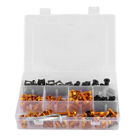 Dope 190 Piece Fairing Fasteners Nuts And Washers Kit For CBR600RR CBR900RR CBR1000RR And CBR1100XX Iron Aluminum Durable Anti Corrosion Hardware Set For Bodywork in a clear plastic case