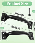 Four Point Seven Inch Iron Gate And Door Handle Set Black For Garage Doors Gates Screens Sheds And Wooden Fences Outdoor Use Two Pack Built Tough Durable Heavy Duty Hardware showing dimensions