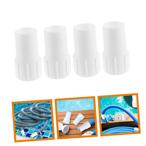 4 Piece Pool Vacuum Hose Cuffs Replacement Connectors Set For One And A Half Inch Spiral Hoses Durable Iron Thread Quick Connectors Air Line Adapters Hose Fittings And Plug Set White Pool Couplers For Inlet, white ABS pool hose cuffs