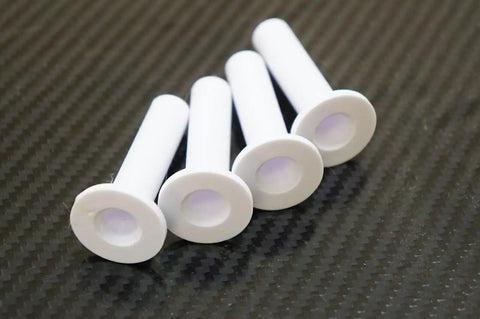 Four white adjustable bed frame guard rail insert sleeves for Leggett And Platt, durable plastic replacement kit. No tools required.