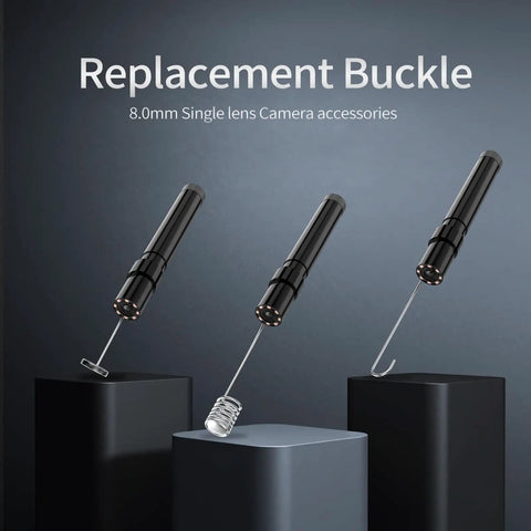 Replacement buckle accessories for 8mm lens on 1080P HD Endoscope Camera With Light, 4.3 Inch Built-In Screen shown on pedestals