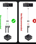 Comparison of recommended and not recommended setups using PCIe 5.0 16Pin GPU Power Extension Cable For RTX 4070Ti.