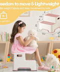 Top Shelf Two Pack Todder Step Stool For Bathroom Sink With Non Slip Rubber Base That Provides Zero Hassle Stability And Helps Kids Grab Their Toothbrush Like A Pro, child using step stool, lightweight design, 150 lb capacity