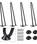 12 Inch Heavy Duty Hairpin Furniture Legs Set Of Four Metal DIY Desk Nightstand And Coffee Table Legs With Rubber Floor Protectors