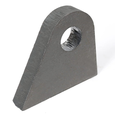 Side view of bare-metal winch mount plate, triangular with round mounting hole for Jeep Cherokee XJ