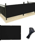 Outdoor Balcony Privacy Screen For Fences 3 By 16 Feet UV Resistant Shade Cover With Ties Durable HDPE Black Customizable Ideal For Decks And Patios All Weather Ready displayed with fence application and tie accessories
