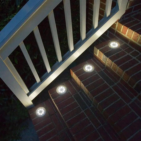 Solar Ground Lights 8 Pack Waterproof White LED Disk Landscape Lights For Lawn Path Patio Garden Deck Walkway In Ground Outdoor Lighting