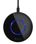 Smart WiFi Adapter For Ceiling Fans Fireplaces And Motorized Shades Turn Your Home Into A Voice Controlled Smart Hub Works With Alexa And Google Home Manage With iPhone And Android, round black design with blue lighting