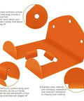 Beefy Wall Mount Trimmer Rack For Weed Eater And Hedge Trimmer, heavy duty steel power tool holder with orange coating and hooks
