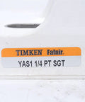 Close-up of Timken Fafnir YAS1 1/4 PT SGT label on Wide Inner Ring Housed Ball Bearing Unit For Industrial Equipment Heavy Duty Sealed Housing With AAM AG Compatibility Easy Install High Load Capacity Precision Industrial Bearing Assembly For Motors And Machinery.