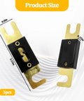 Top Shelf 3 Pack Of 200 Amp ANL Blade Fuses Featuring Rock Solid Pure Copper Terminals dimensions 0.8in x 3.15in x 0.35in