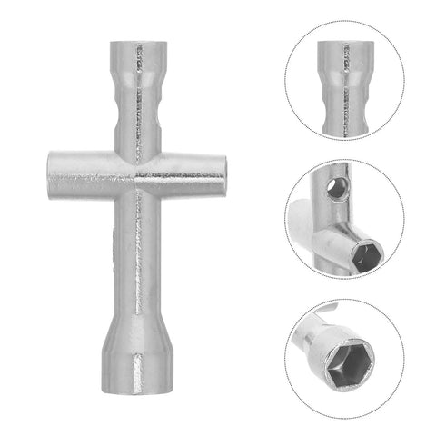 Mini Cross Socket Wrench Kit M2 M2.5 M3 For Rc Model Cars Hobby Silver alloy tool with hex openings for precise adjustments.
