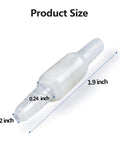 White plastic swivel oxygen tubing connector, 1.9 inches long, fits 0.2–0.24 inch tubing, 5-pack