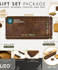 Premium Full Grain Leather Desk Pad Thick 3mm Double Layer 31x15.6 Inches Large Desk Protector with coaster and tray set