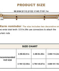 Dual Track Curtain Rod Set With Heavy Duty Aluminum Brackets For Living Room And Bedroom Silent Glide Drapery Rails For Sheer And Blackout Curtains No Fuss Easy Install Modern Finials Durable Window Treatments For Any Window size chart, 86.6-181.1 in