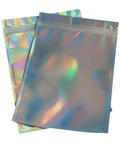 Pack Of 100 Holographic Aluminum Foil Zip Lock Self Sealing Food Storage Bags Reclosable Candy Pouches in rainbow 7.5x12cm
