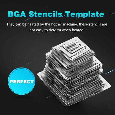 Hella Solid 130 Piece BGA Rework Stencil Kit For Laptop And Desktops With Universal Stainless Steel Mesh Solder Templates That Make Chip Repair A No Brainer