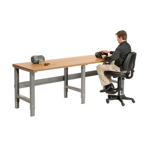 Heavy Duty Adjustable Height Workbench Featuring A Buttery Smooth Steel Top And Rock Solid C Channel Frame 96 By 36 Inches Pro Grade Shop Station Built Tough For Garage Projects And Serious DIY Builds