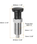 Rock Solid Stainless Steel Push Fit Ball Nose Spring Plunger M20x1.5 Thread 10mm Pin Return Index Locator Hardware Tool for Heavy Duty projects dimensions labeled
