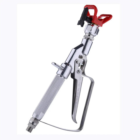 Heavy Duty Airless Paint Spray Gun With Reversible 517 Tip And Locking Tip Guard 3600 PSI Max Pressure, chrome finish trigger.
