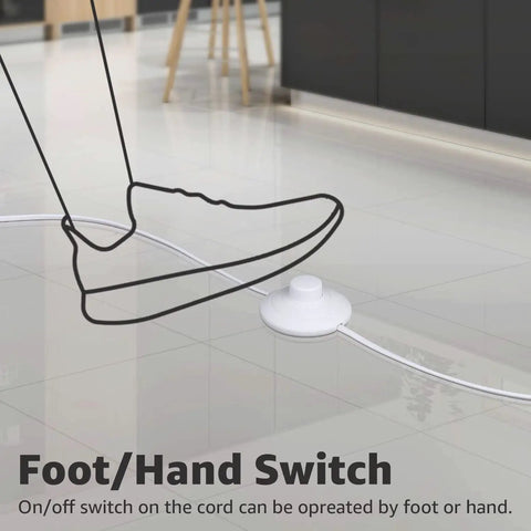 Foot switch demonstrated for Two Pack LED Indoor Up Lights 3W Spotlight With 3000K Warm White Glow, showcasing easy on/off functionality.