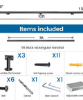 Bulletproof Stainless Steel Stair Handrail Ten Foot Wall Mount components including brackets, screws, and connectors for installation.