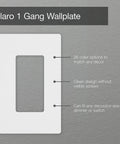 White 1 Gang Screwless Light Switch Cover Plate For Decorator And Rocker Switches, Outlet Cover, Gloss Finish