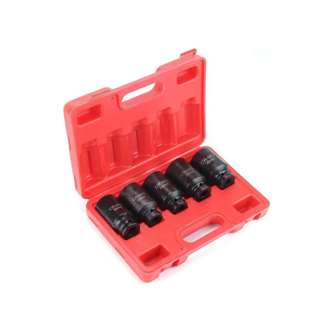 12 Point 1/2 Inch Drive Axle Hub Nut Socket Set Metric Impact Wrench Kit Garage Tools For Tough Job With Universal Fits And Quick Turns red case with 30-36mm sockets