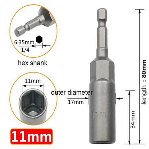 Evenoonest 8 Pc Deep Reach Socket Adapter Kit Made From Hardened Crv Steel With Strong Magnetic Tip For Heavy Duty Screw Removal And Installation Tasks, 11mm socket