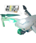 Drone Strobe Light Anti Collision Beacon for night flying with FAA compliance attached to Mavic 2, showing bright LEDs.