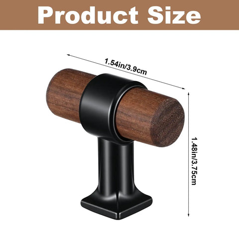 Professional Grade Black T Bar Cabinet Knobs Rustic Single Hole Zinc Alloy Drawer Pulls Solid Grip Furniture Handle Set Smooth Operation, size 1.54in x 1.48in.