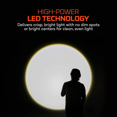 Silhouette of person against bright light demonstrating Double Up 1500 Lumen 2 Pack EDC Flashlights USB C Rechargeable With 4 Light Modes 3x Zoom