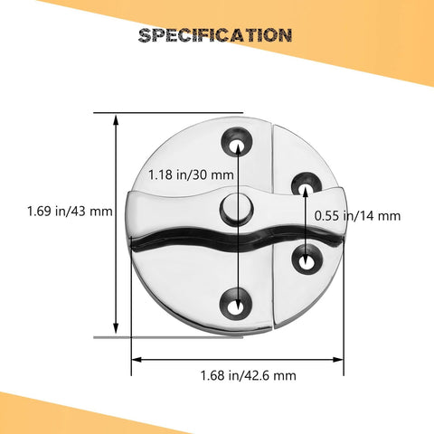 Heavy Duty Marine Boat Door Catch Latch 316 Stainless Steel 1.69 Inch Hatch Round Turn Button Twist Lock with size specifications shown