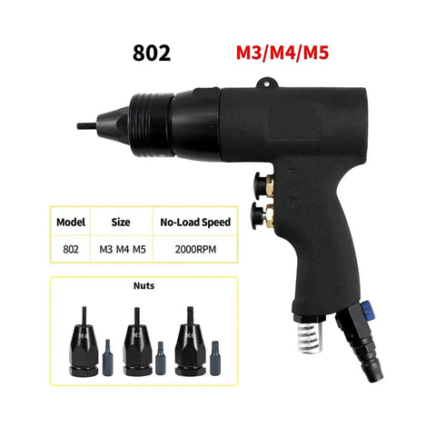 All In One Pneumatic Rivet Gun Kit For Blind Riveting And Rivnut Installation, Heavy Duty Yet Lightweight Aluminum Body, M3-M5