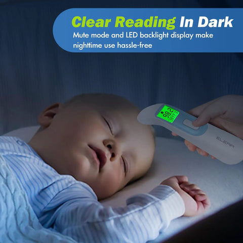 Non Contact Baby Ear And Forehead Infrared Thermometer For Busy Moms And Dads With 1 Second Reading Auto Switch Between Ear And Forehead 4 Color Backlight Fever Indicator Fast Accurate Temperature For Home Use, baby forehead check in dark