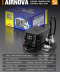 Display of Beastly 1200W Smart Hot Air Rework Station with flare nozzle and curved temperature control, packaging shown.
