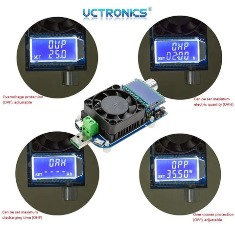 Dope USB Load Tester With Adjustable 35W Discharge Module For Quick Charge QC2.0 QC3.0 AFC FCP Testing, Smart Temperature Control And Cooling Fan, All-In-One Electronic Load And Fast Charge Protocol Trigger, 4.0 To 25.0V DC Range, with LCD and fan