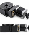 Slick 360 Degree Rotating Platform With High Precision Cnc Fourth Axis Actuator, featuring stepper motor and hollow shaft design.