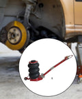 Heavy Duty Airbag Jack For Daily Drivers And Pickups Features Rapid Pump Design With Tough 3 Ton Capacity, shown in use.