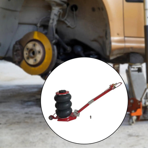 Heavy Duty Airbag Jack For Daily Drivers And Pickups Features Rapid Pump Design With Tough 3 Ton Capacity, shown in use.