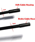 Lined Bicycle Derailleur Cable Housing Kit With 4mm Inner Wire, 50 Ft Roll, 50 End Caps, showing shift and brake housings.