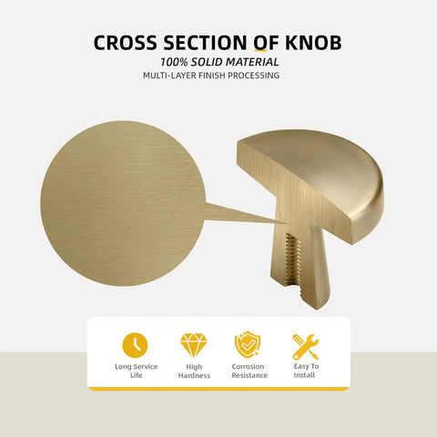 Cross section of 40 Pack One And One Quarter Inch Mushroom Cabinet Knobs In Champagne Bronze Zinc Alloy Round Drawer Pulls