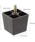 Set Of 6 Metal Furniture Legs With M8 Threaded Leveling Feet dark square tapered leg, 3.14 in tall, black metal